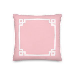 Greek Key Pillow (Light Pink)