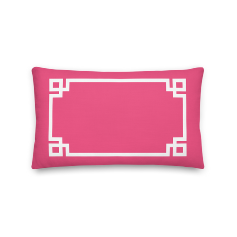 Greek Key Lumbar Pillow (Hot Pink)