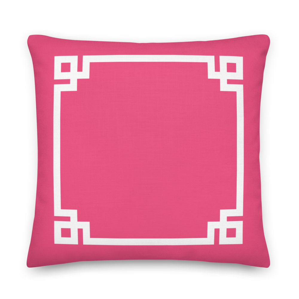 Hot Pink Pillow with Greek Key Borders