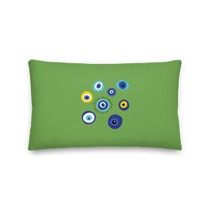 Negative Vibes Protection Pillow with Beautiful Evil Eyes (Green) - Happiest Shop Ever