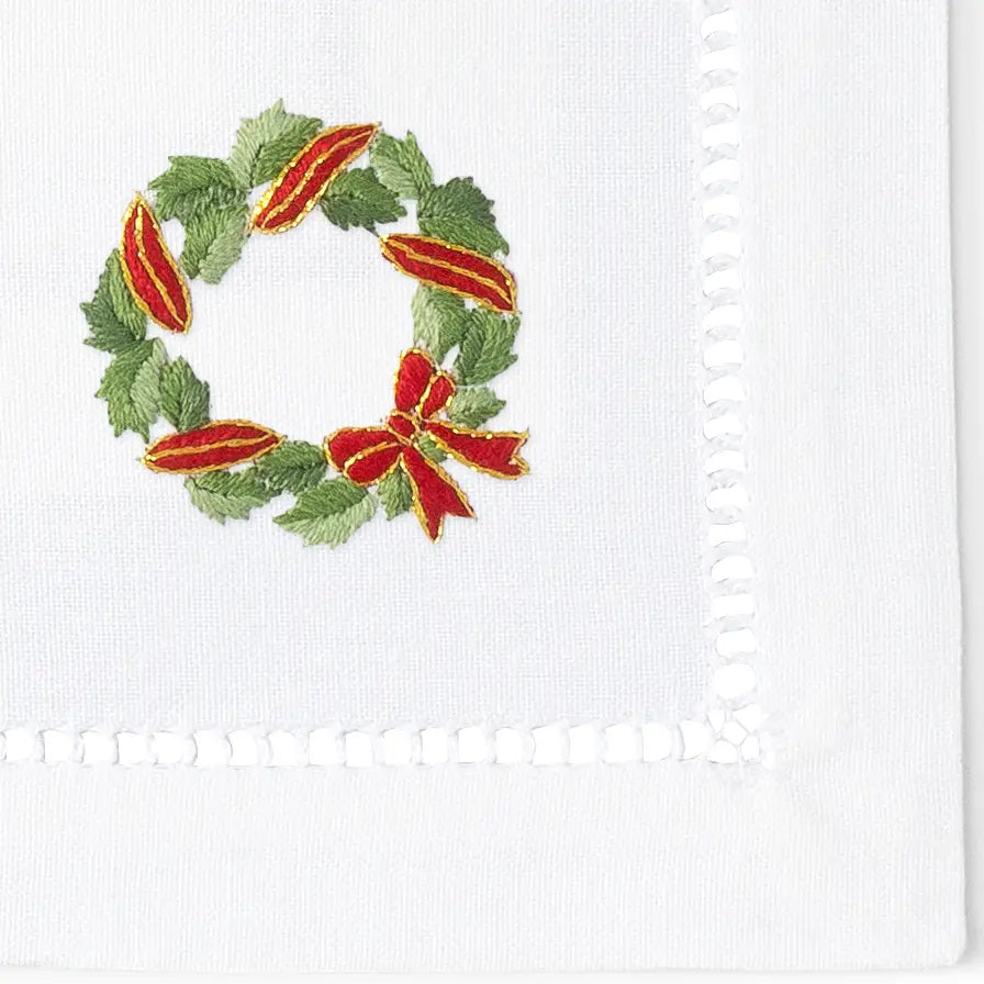 Cocktail Napkin - Holly Wreath