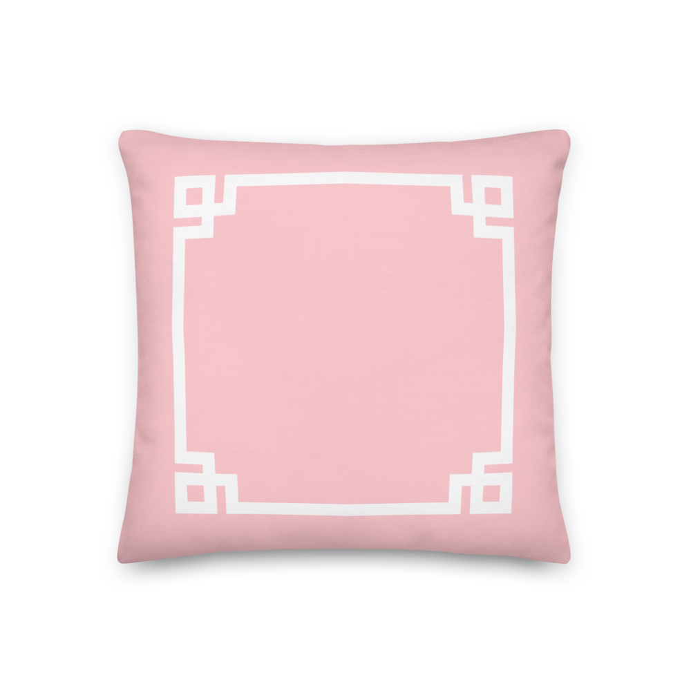Greek Key Pillow (Light Pink)