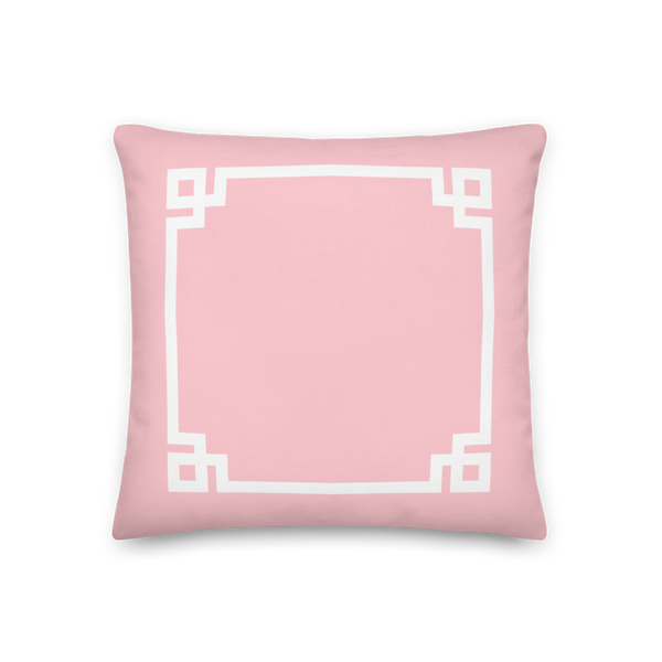 Greek Key Pillow (Light Pink)