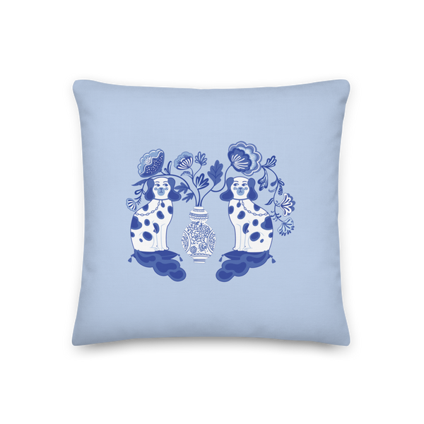 Staffordshire Dogs Pillow - Blue