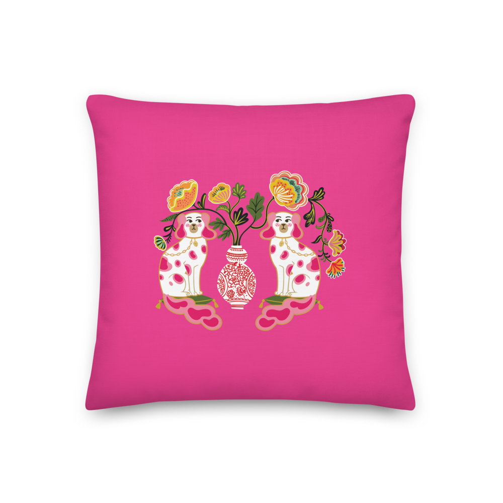 Staffordshire Dogs Pillow - Pink