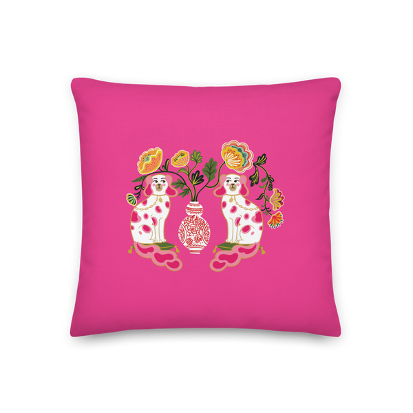 Staffordshire Dogs Pillow - Pink