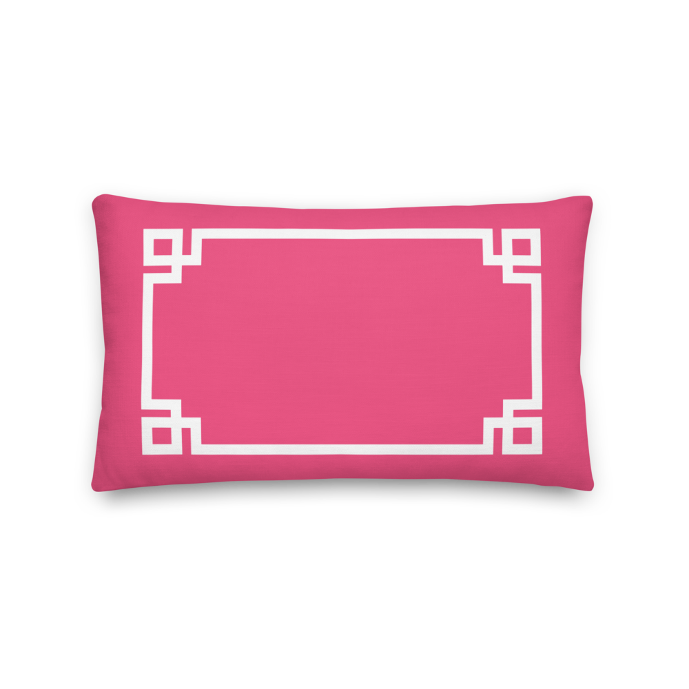 Greek Key Lumbar Pillow (Hot Pink)