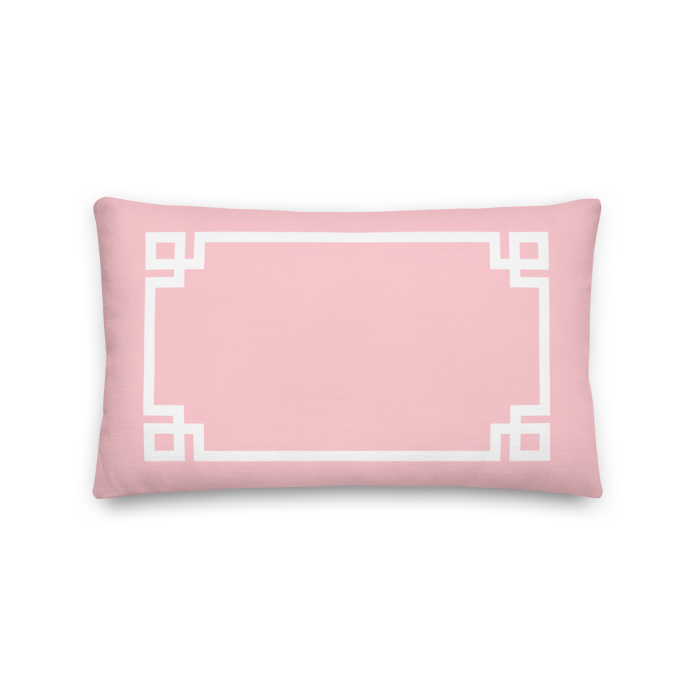 Greek Key Lumbar Pillow (Light Pink)
