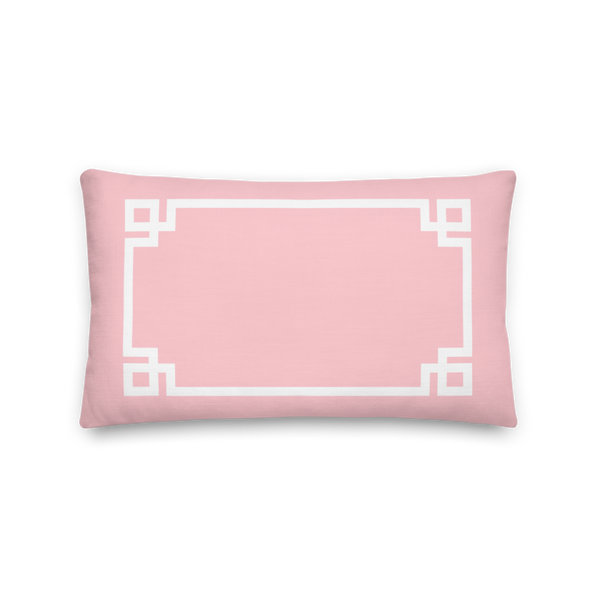 Greek Key Lumbar Pillow (Light Pink)