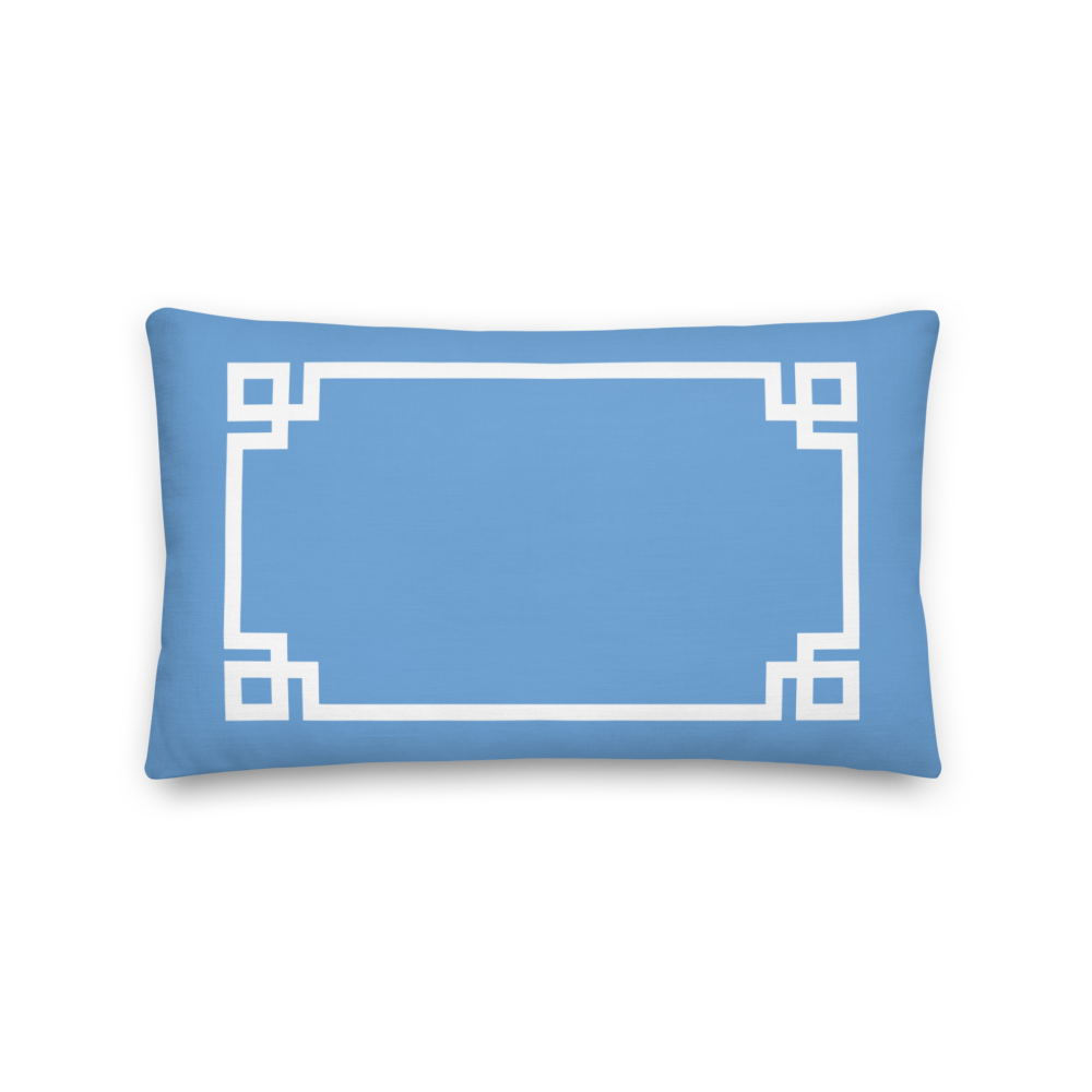 Greek Key Lumbar Pillow (Blue)