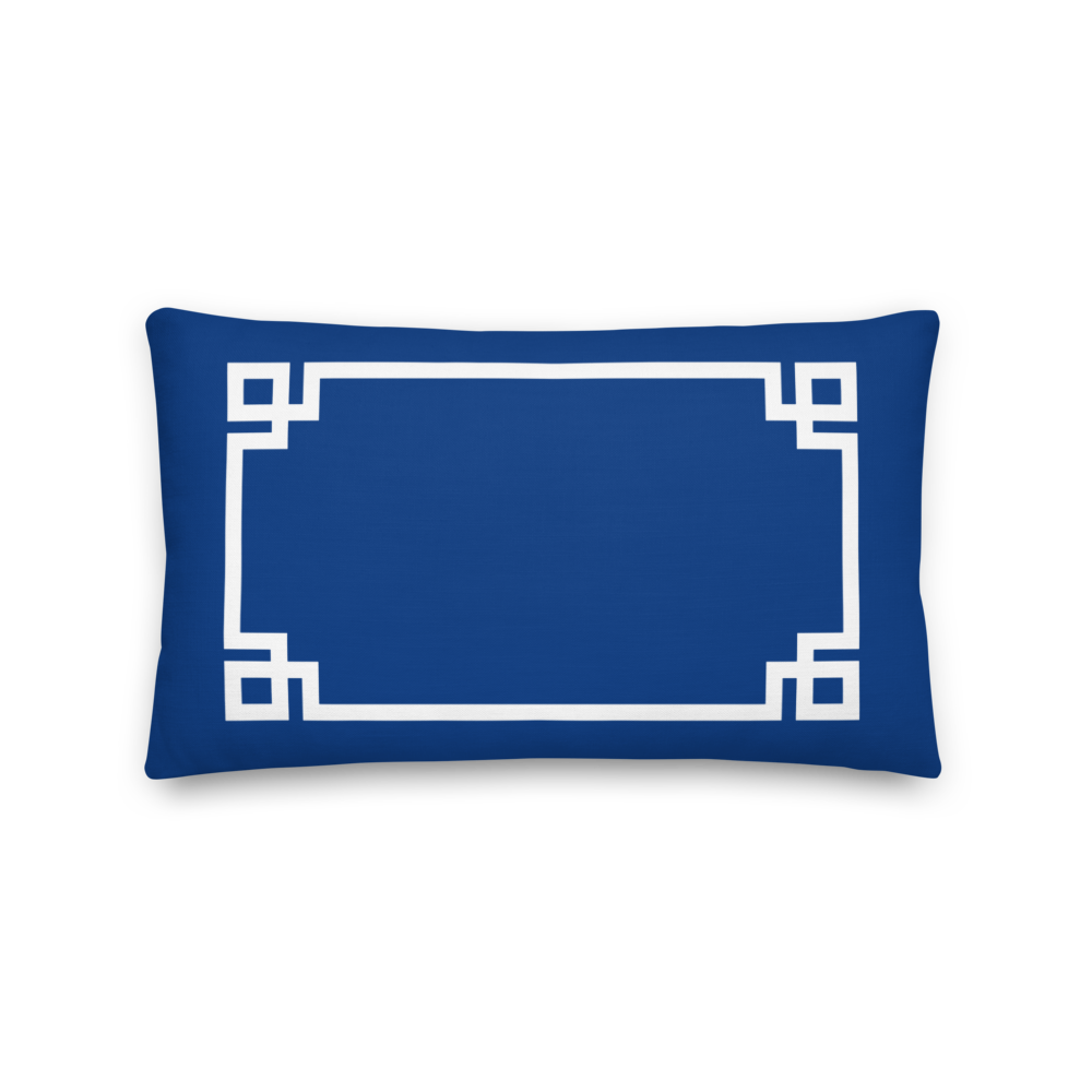 Greek Key Lumbar Pillow (Midnight Blue)