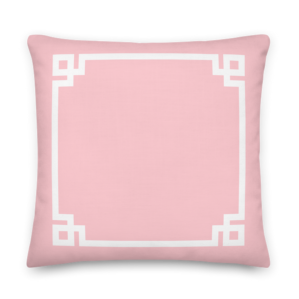 Greek Key Pillow (Light Pink)