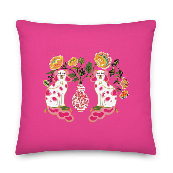 Staffordshire Dogs Pillow - Pink