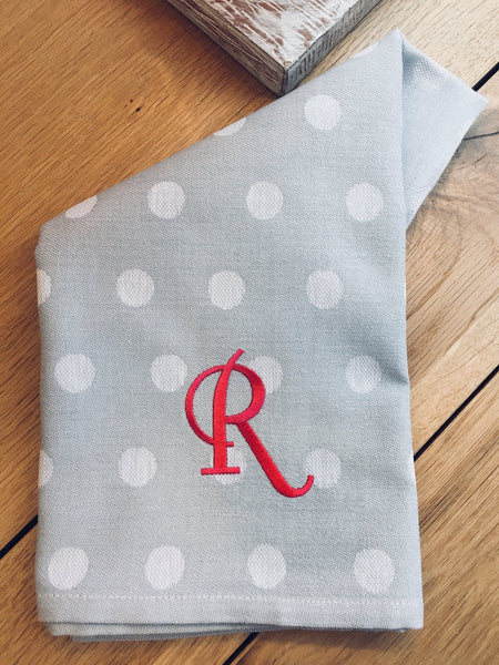 Monogrammed Grey Polka Dots Kitchen Towels (Set of 3) - Happiest Shop Ever