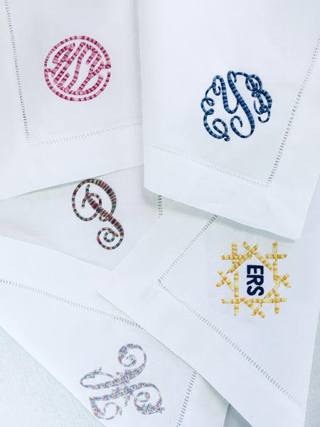 Monogrammed Hemstitched Dinner Napkins (10 Colors) - Happiest Shop Ever