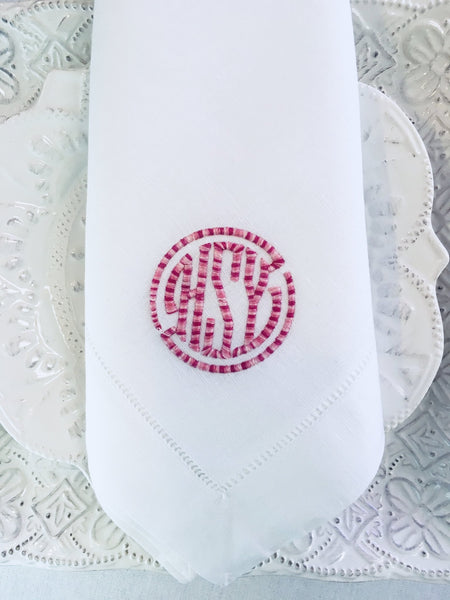 Monogrammed Hemstitched Dinner Napkins (10 Colors) - Happiest Shop Ever