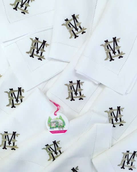 Monogrammed Hemstitched Dinner Napkins (10 Colors) - Happiest Shop Ever
