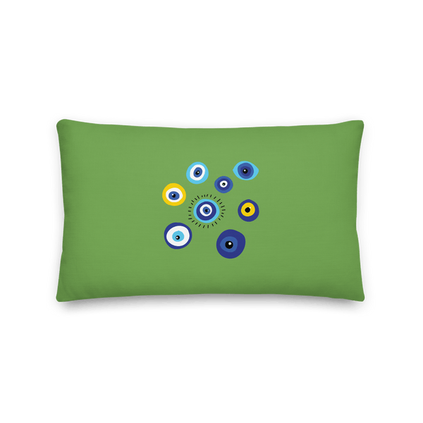 Negative Vibes Protection Pillow with Beautiful Evil Eyes (Green) - Happiest Shop Ever