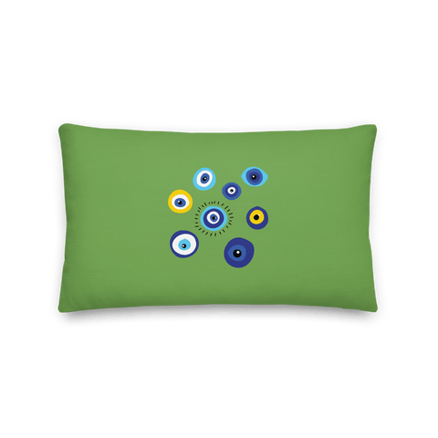 Negative Vibes Protection Pillow with Beautiful Evil Eyes (Green) - Happiest Shop Ever