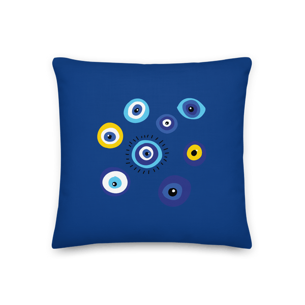 Negative Vibes Protection Pillow with Beautiful Evil Eyes (Navy) - Happiest Shop Ever