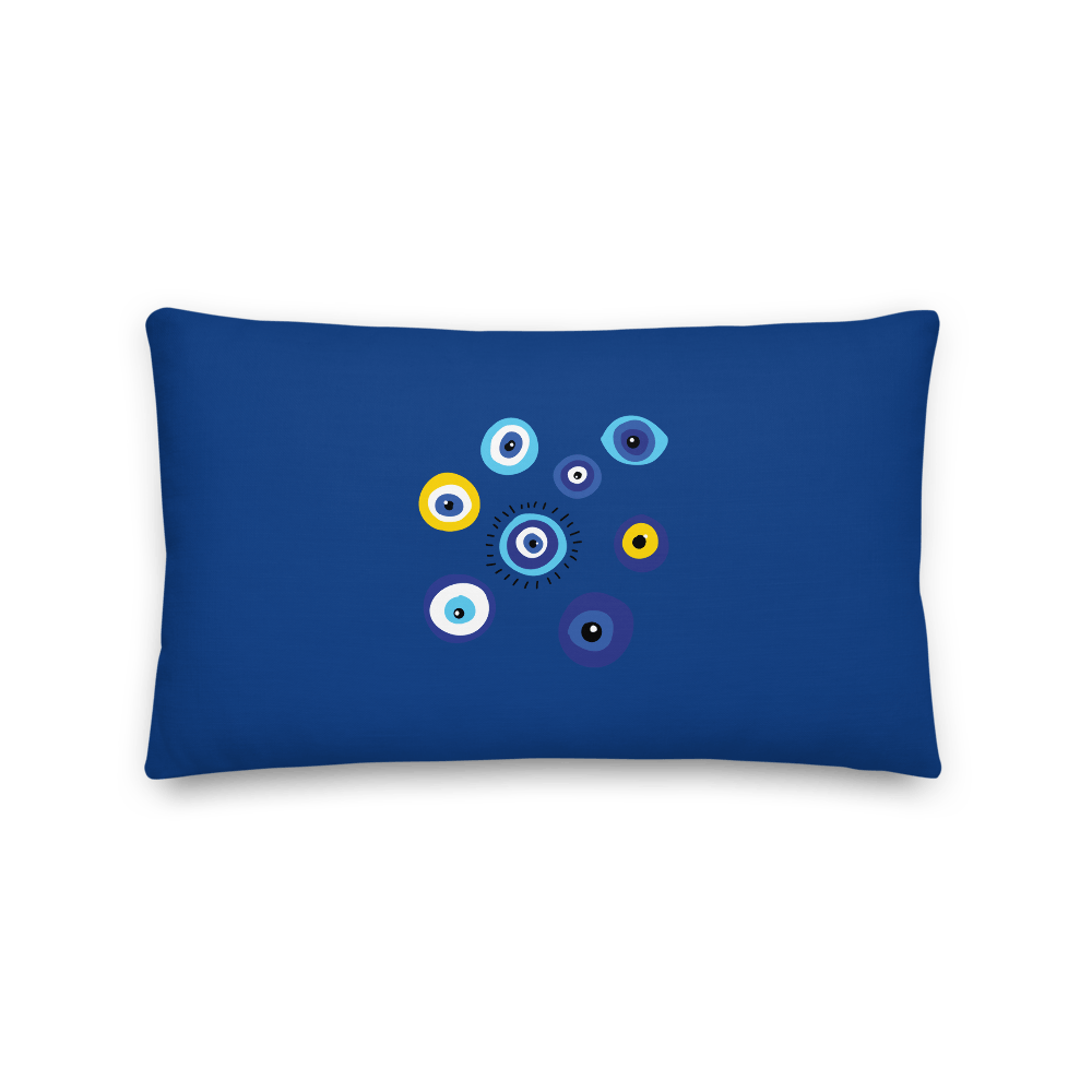 Negative Vibes Protection Pillow with Beautiful Evil Eyes (Navy) - Happiest Shop Ever