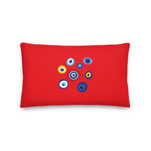 Negative Vibes Protection Pillow with Beautiful Evil Eyes (Red) - Happiest Shop Ever