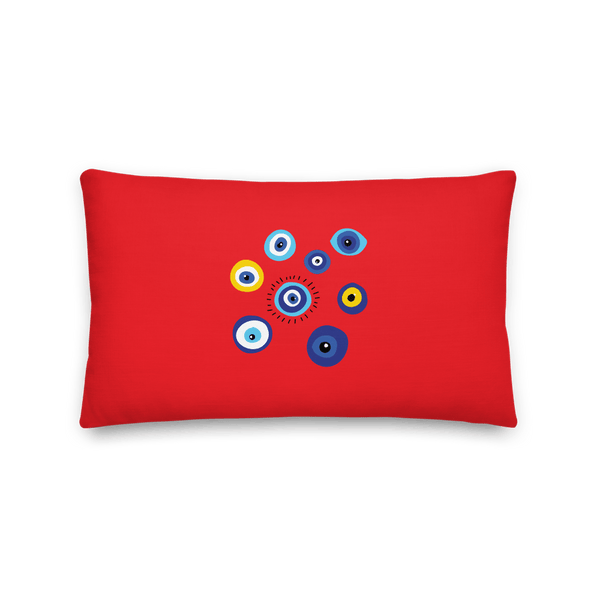 Negative Vibes Protection Pillow with Beautiful Evil Eyes (Red) - Happiest Shop Ever